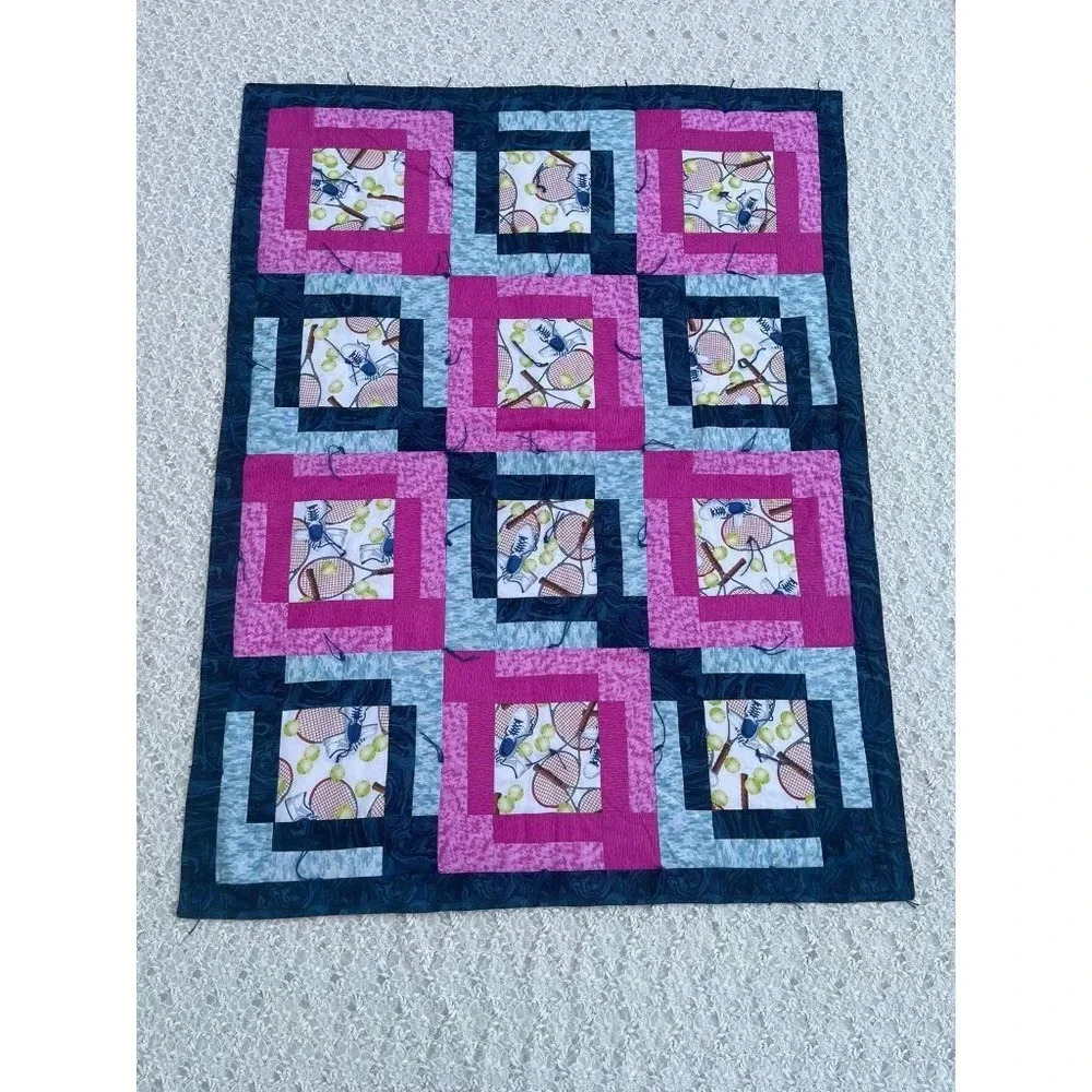Mary Kay Prayer Quilt Ministry Pink Squares Blanket 40x51